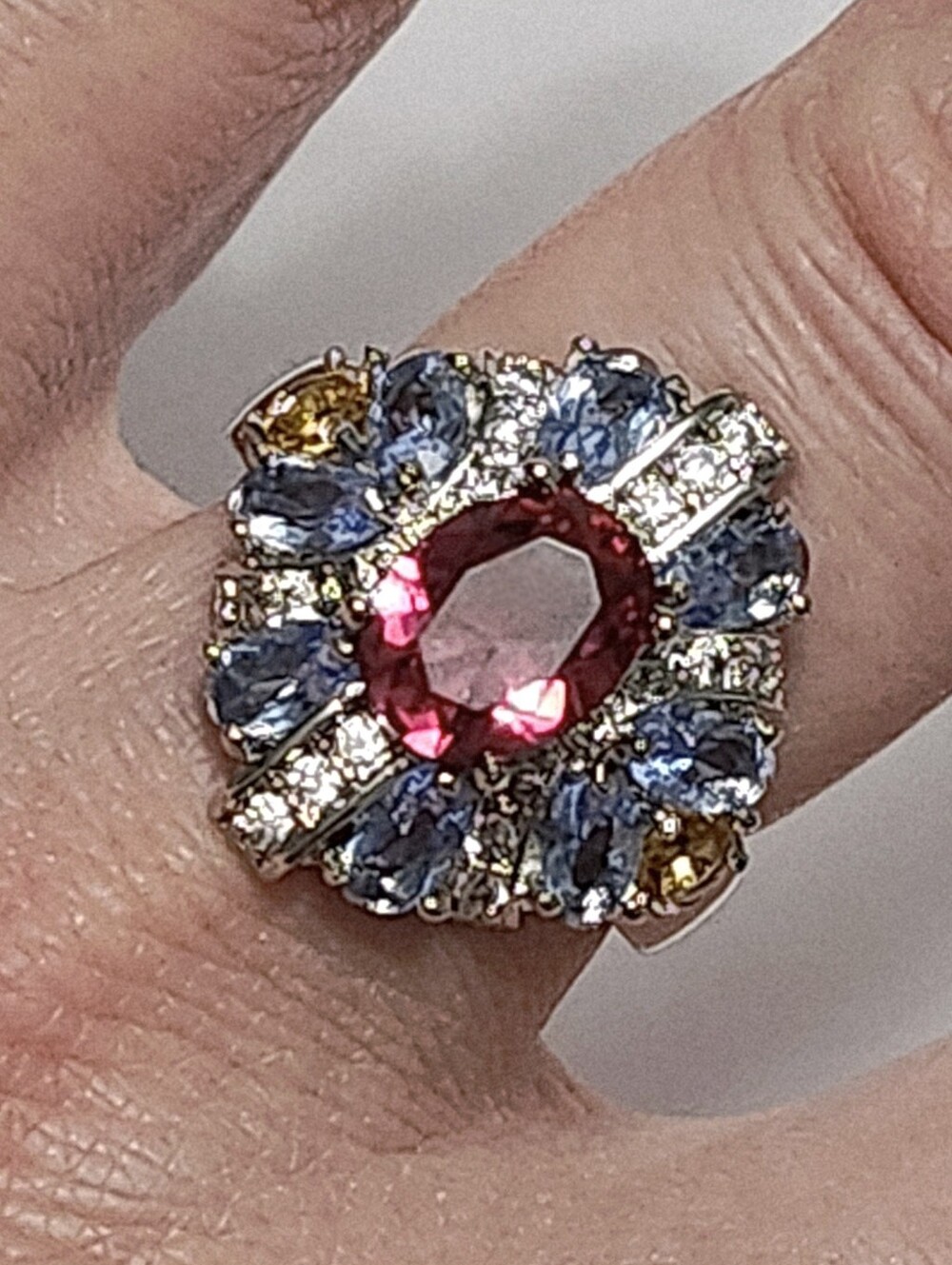 2.70 cttw Pink Topaz Tanzanite Citrine Multistone Sterling Silver Ring size 6.5 - Picture 6 of 10